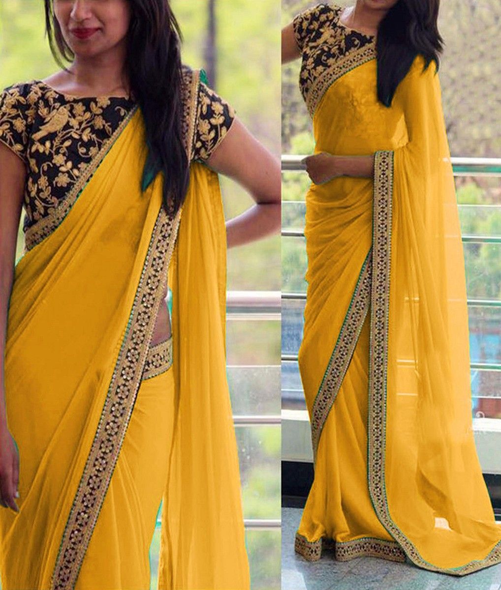 plain saree with heavy designer blouse
